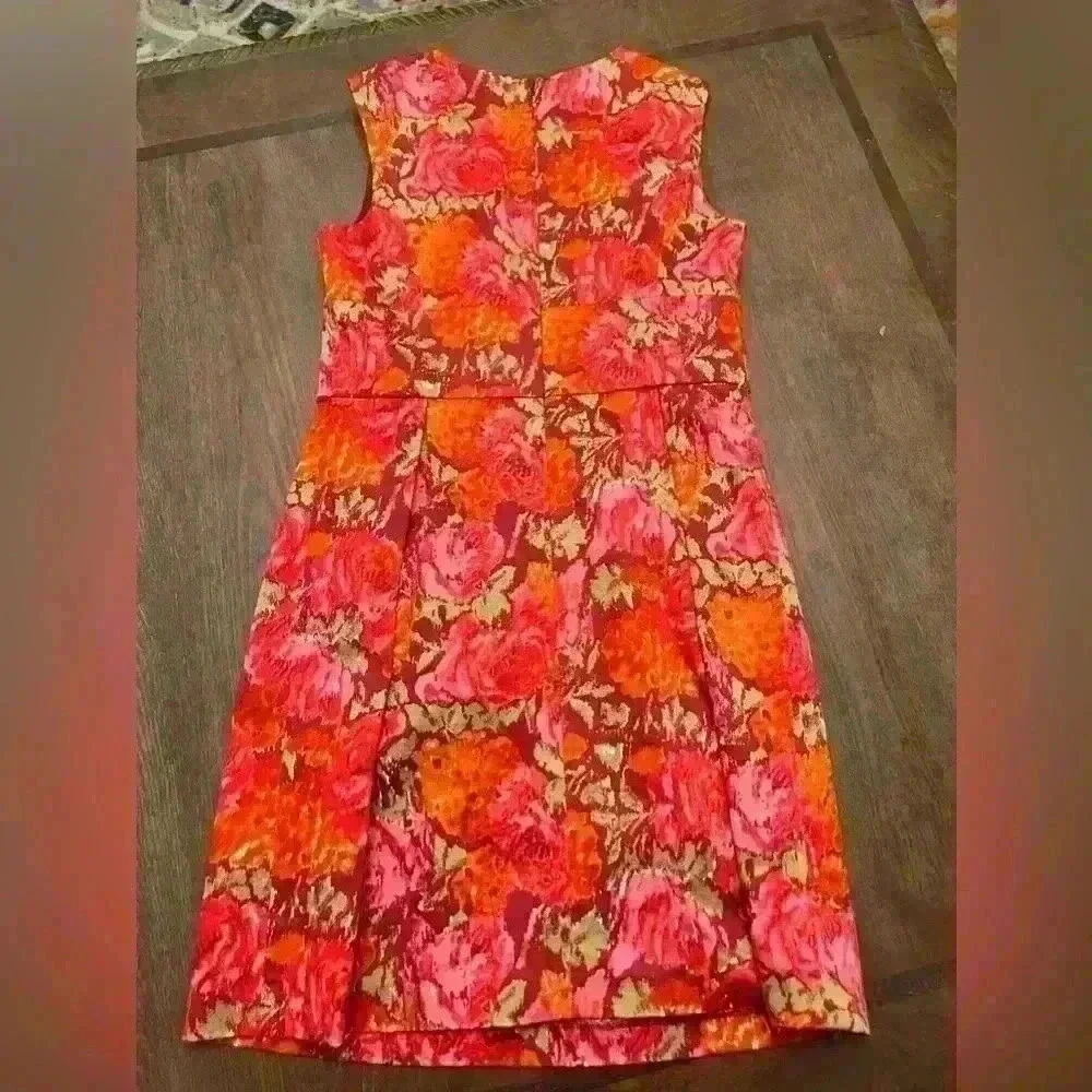 Michael Kors Pink Floral Sleeveless Sheath Dress Womens Size 2P